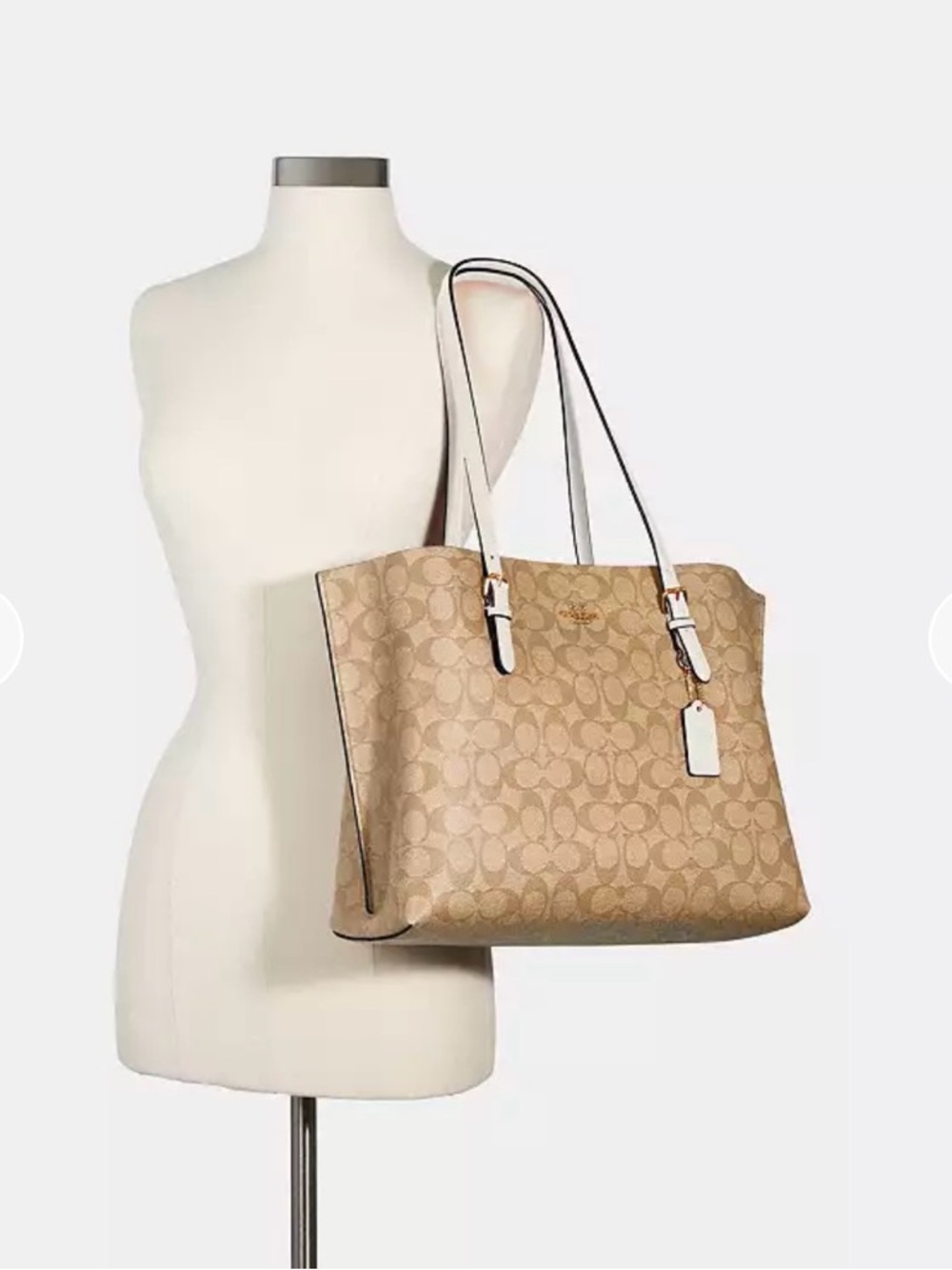 Coach Beige Signature Mollie Jacquard Tote - Picture 5 of 8